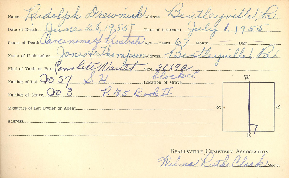 burial card